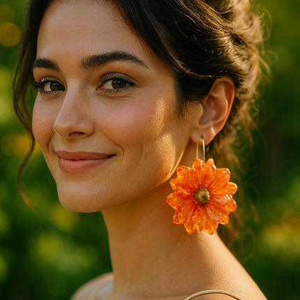 Real Chrysanthemum Flower Earrings