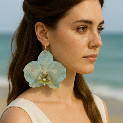 Earrings real orchid Phalaenopsis wonder of nature