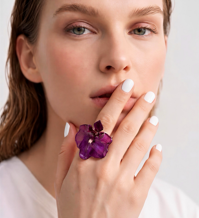 Rings with a real small flower.
