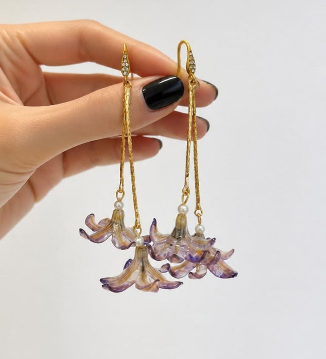 Earrings with Real Hyacinths in Resin