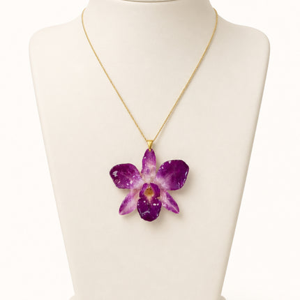 Pendant real orchid dendrobium sonia blue