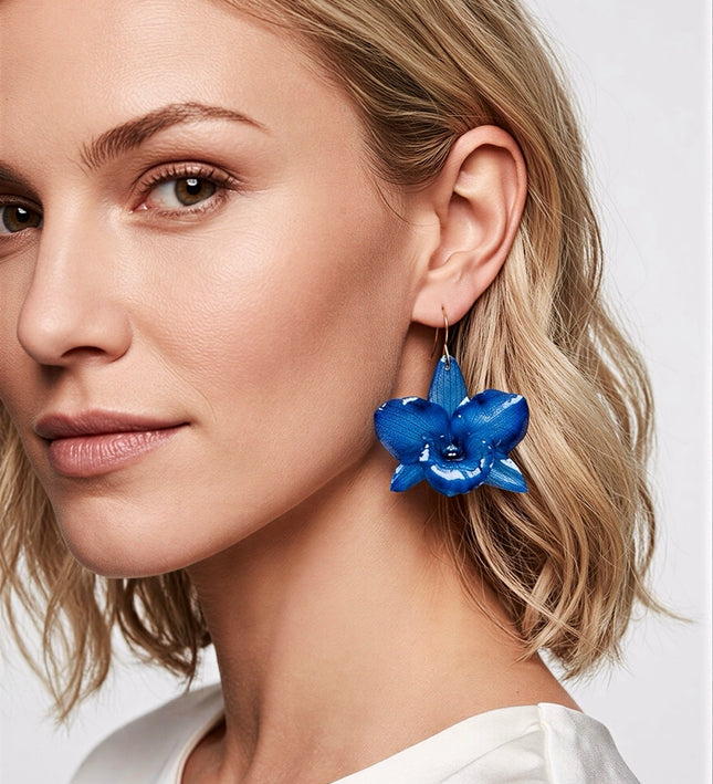 Real Dendrobium orchid earrings