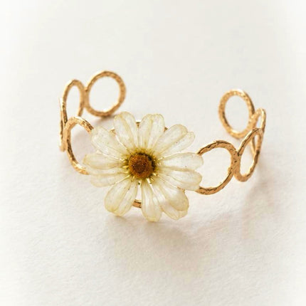 Cuff bracelet with real Anemone