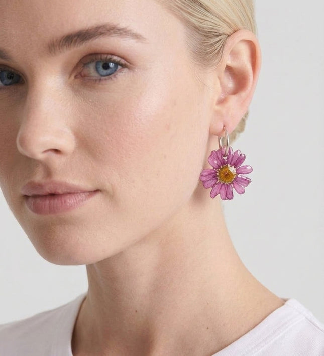 Real Daisy Earrings in Resin