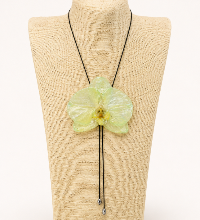 Pendant with Real Phalaenopsis Ocean & Light Green Orchid in Resin