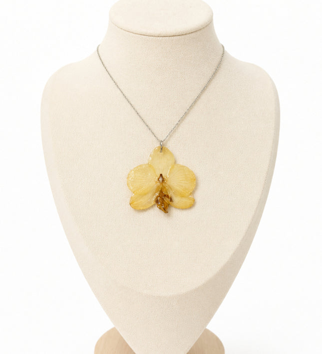 Pendant with Real Mini Phalaenopsis Orchid in Resin