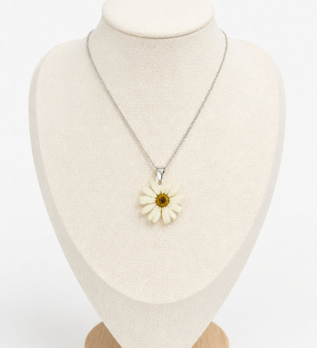 Real Daisy Pendant in Resin