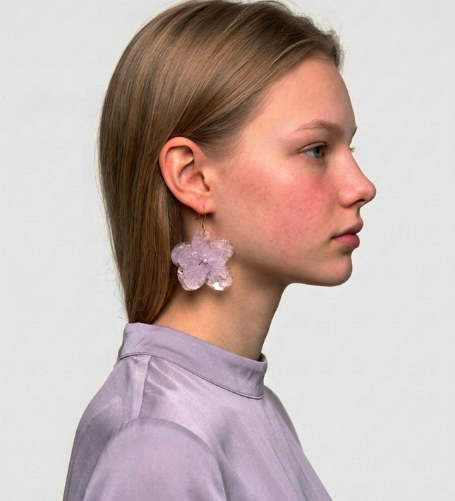Real Hydrangea Flower Earrings