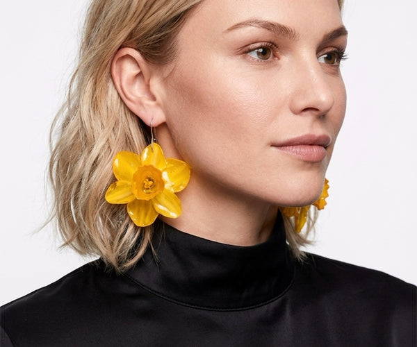 Earrings from Real big Narcissus in liquid glass