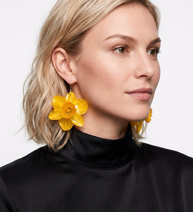 Real flower earrings large narcissus