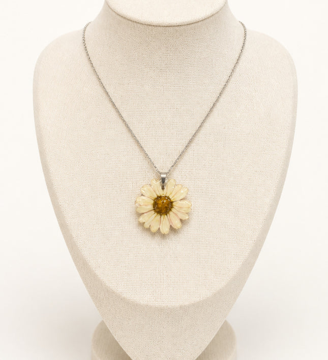 Real Daisy Pendant in Resin