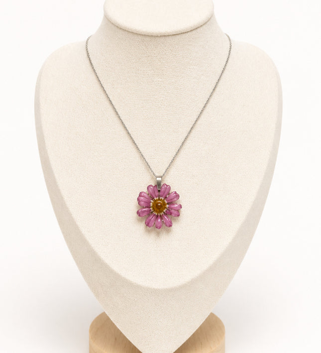 Real Daisy Pendant in Resin