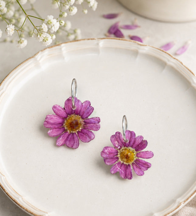 Real Daisy Earrings in Resin