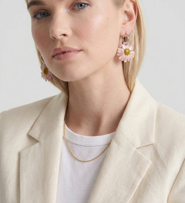 Real Daisy Earrings in Resin