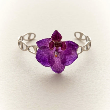Βραχιόλι με Αληθινή Ορχιδέα Phalaenopsis σε υγρό γυαλί