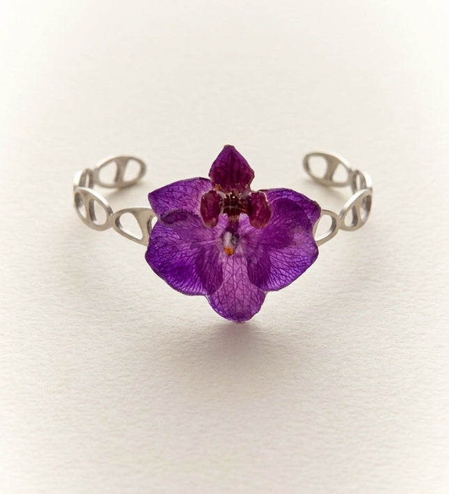 Βραχιόλι με Αληθινή Ορχιδέα Phalaenopsis σε υγρό γυαλί