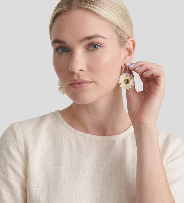 Real Daisy Earrings in Resin