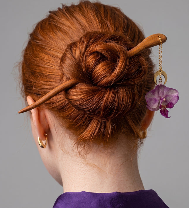 Real white orchid hair clips