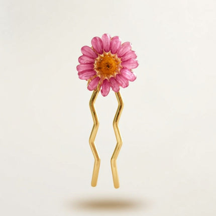 Hair Pin με Αληθινή Μαργαρίτα σε υγρό γυαλί