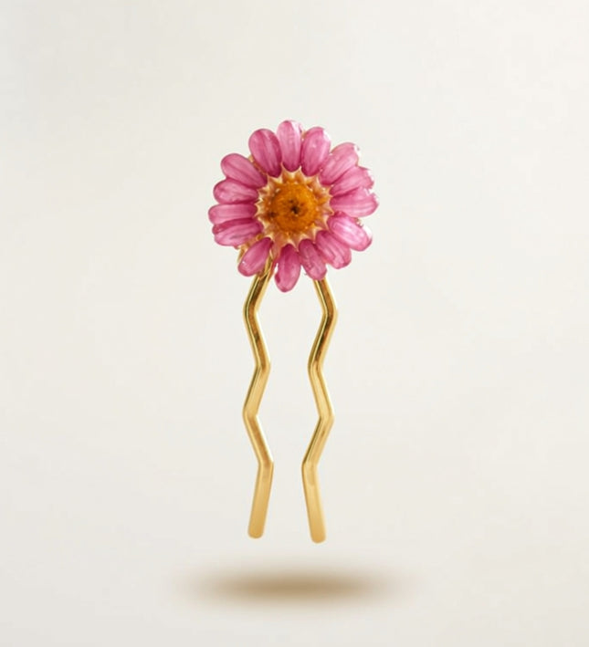 Hairpin with Real Daisy Flower