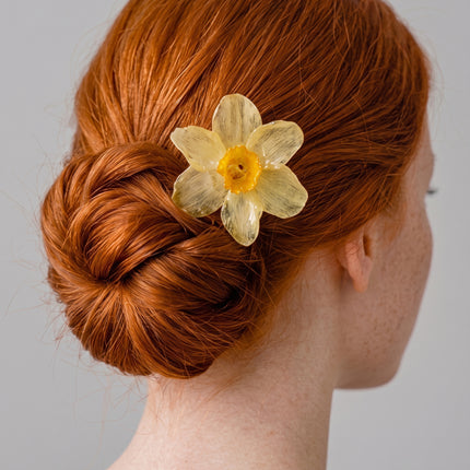 Hair Pin με Αληθινό Νάρκισσο σε υγρό γυαλί