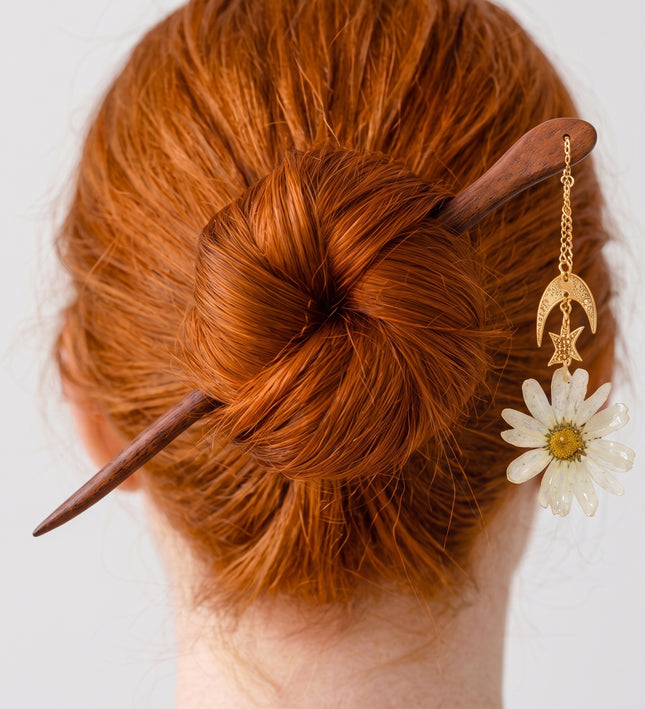 Real white orchid hair clips