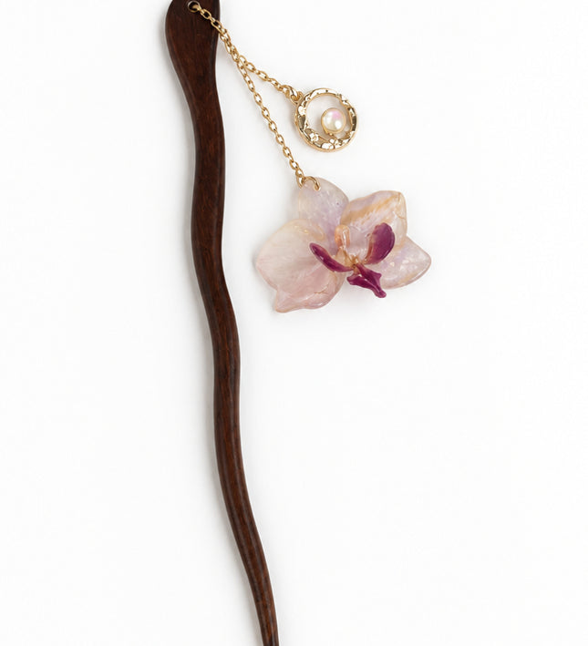 Real white orchid hair clips