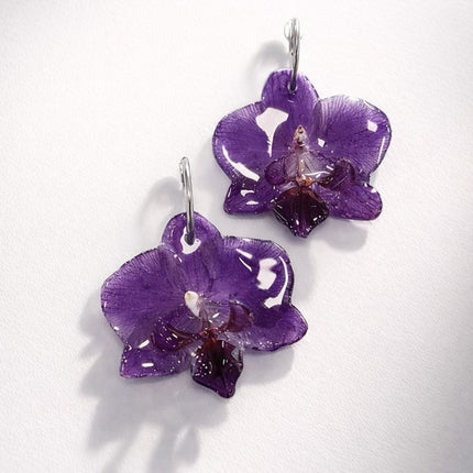 Real mini Phalaenopsis orchid flower earrings