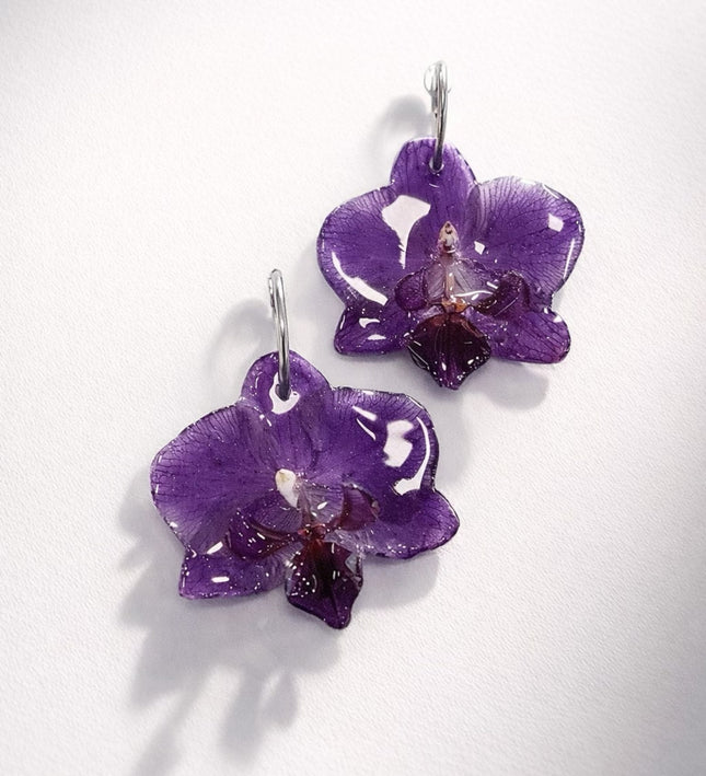 Real mini Phalaenopsis orchid flower earrings
