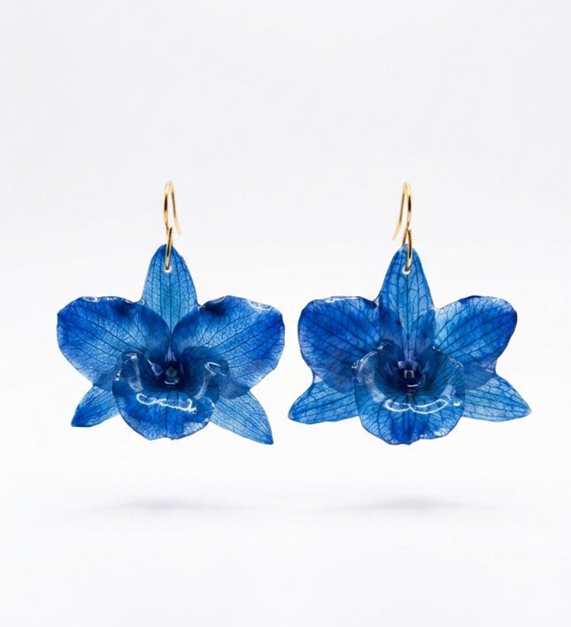 Real Dendrobium orchid earrings