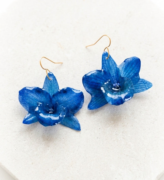 Real Dendrobium orchid earrings