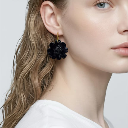 Real white orchid earrings with fuchsia interior