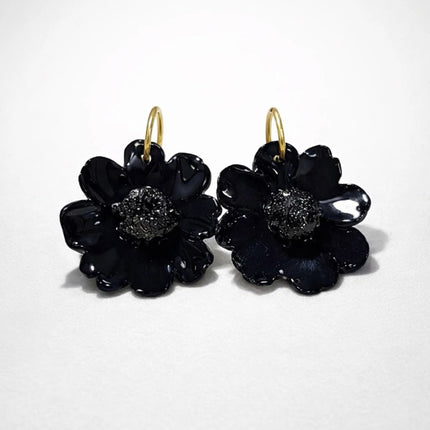 Real white orchid earrings with fuchsia interior