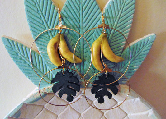Μακριά κρεμαστά σκουλαρίκια ''Μπανάνα Love''