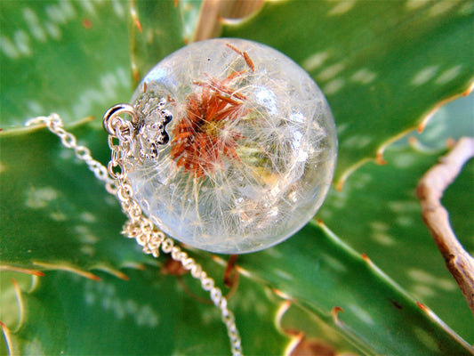 Μενταγιόν με ολόκληρο αληθινό dandelion