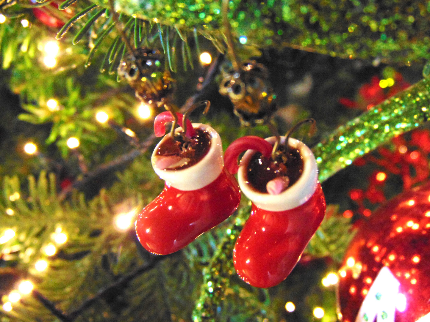 Σκουλαρίκια Χριστουγεννιάτικη σοκολάτα μπότες του Αγ. Βασίλη