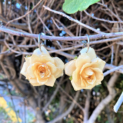 Real mini rose earrings