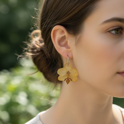 Real mini Phalaenopsis orchid flower earrings