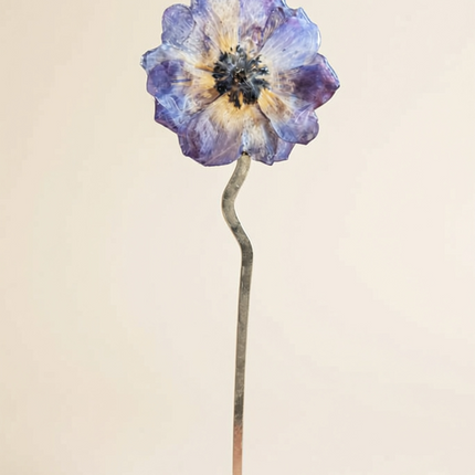 Hair Pin με Αληθινή Ανεμώνη σε υγρό γυαλί