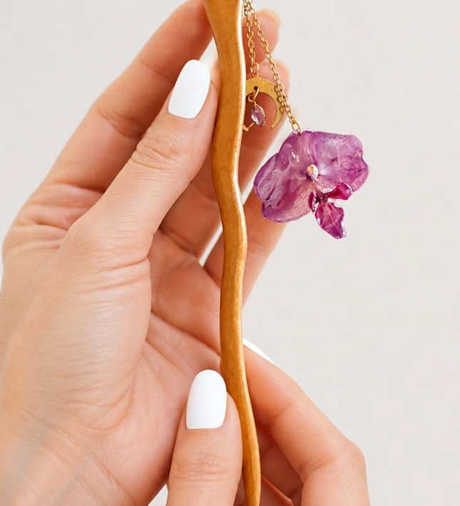 Real white orchid hair clips