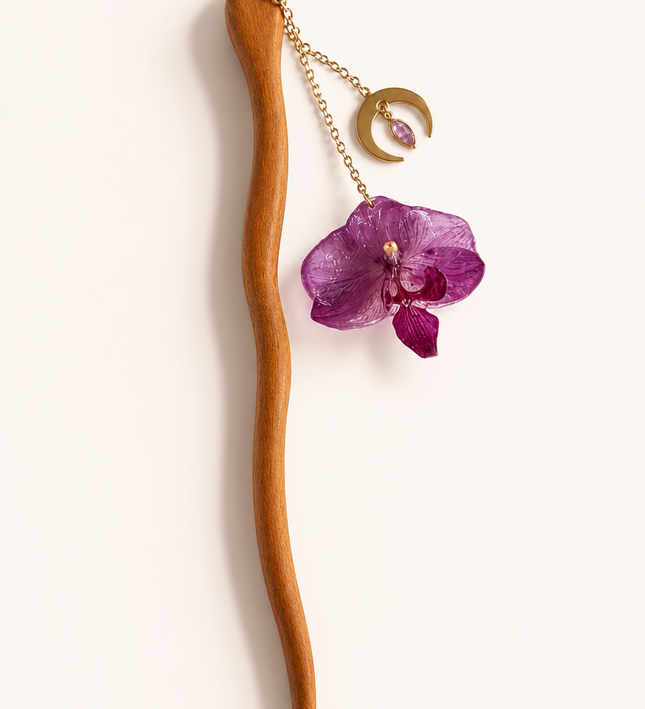 Real white orchid hair clips