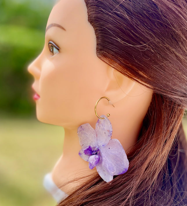 Σκουλαρίκια αληθινή ορχιδέα Phalaenopsis Μωβ