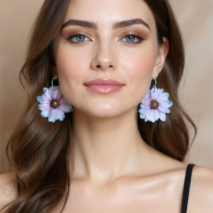Real Chrysanthemum Flower Earrings