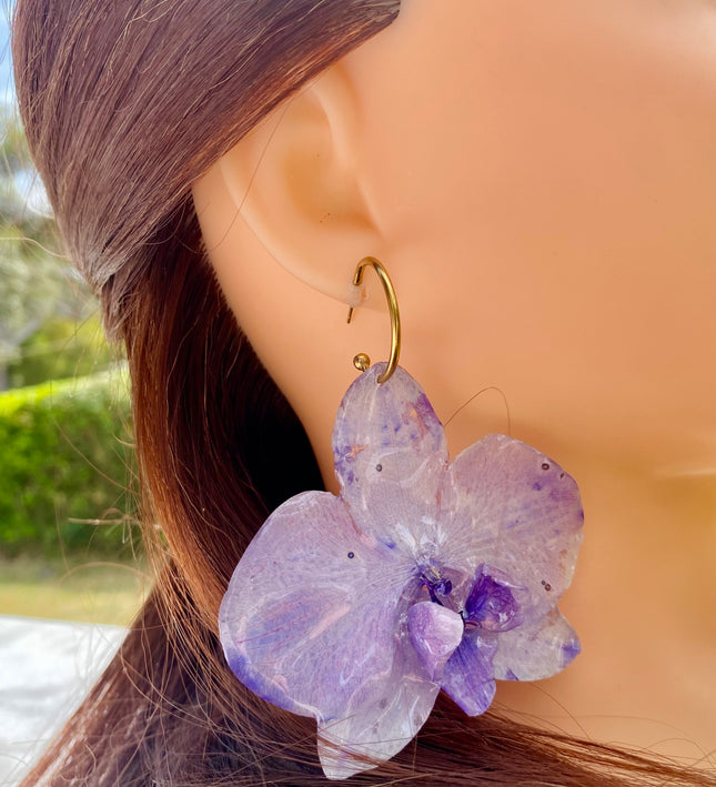 Σκουλαρίκια αληθινή ορχιδέα Phalaenopsis Μωβ