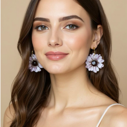 Real Chrysanthemum Flower Earrings