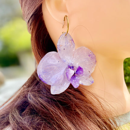 Σκουλαρίκια αληθινή ορχιδέα Phalaenopsis Μωβ