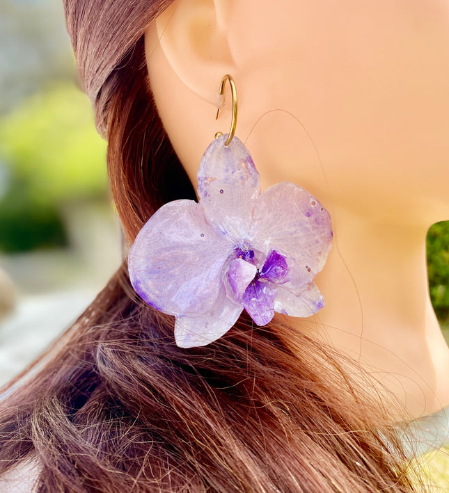 Σκουλαρίκια αληθινή ορχιδέα Phalaenopsis Μωβ