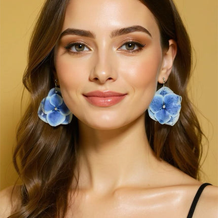 Earrings made of real hydrangea flowers