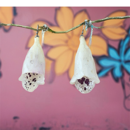 Real Digitalis flower earrings