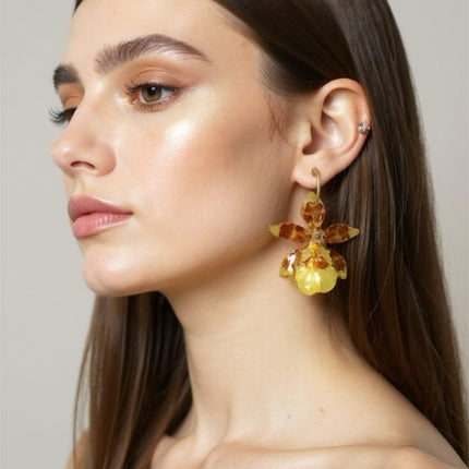 Real tiger orchid earrings. 